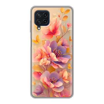 Силиконовый чехол на Samsung Galaxy A22 с принтом Цветы и бабочки Силиконовый чехол на Samsung Galaxy A22 с принтом Цветы и бабочки