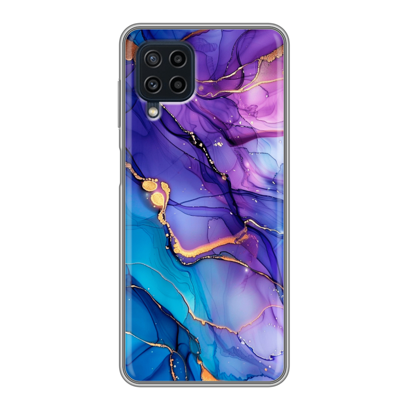 Силиконовый чехол на Samsung Galaxy A22 с принтом синий мрамор Силиконовый чехол на Samsung Galaxy A22 с принтом синий мрамор
