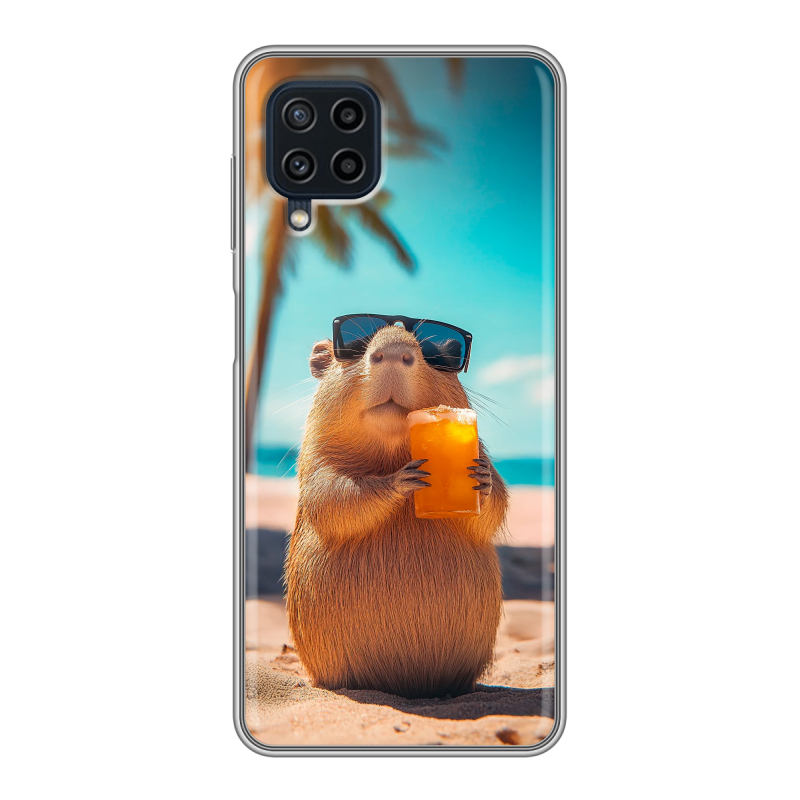 Силиконовый противоударный чехол на Samsung Galaxy A22 с принтом Капибара Силиконовый противоударный чехол на Samsung Galaxy A22 с принтом Капибара