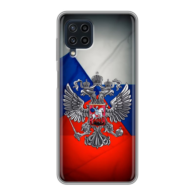 Силиконовый чехол на Samsung Galaxy A22 с принтом Флаг России Силиконовый чехол на Samsung Galaxy A22 с принтом Флаг России