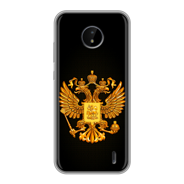 Силиконовый чехол на Nokia C20 с принтом Герб России желтый Силиконовый чехол на Nokia C20 с принтом Герб России желтый