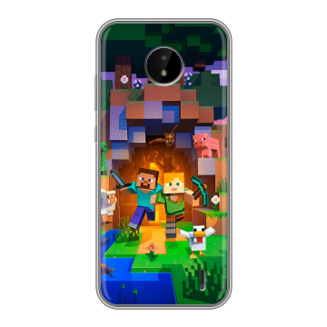 Силиконовый чехол на Nokia C20 с принтом Майнкрафт Minecraft