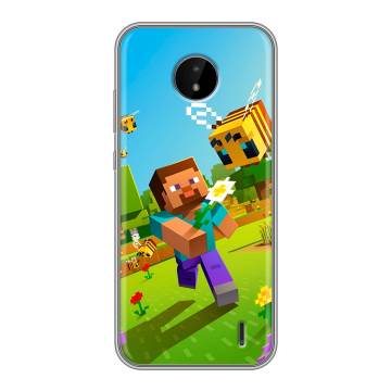 Силиконовый чехол на Nokia C20 с принтом Майнкрафт Minecraft Силиконовый чехол на Nokia C20 с принтом Майнкрафт Minecraft