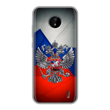 Силиконовый чехол на Nokia C20 с принтом Флаг России Силиконовый чехол на Nokia C20 с принтом Флаг России