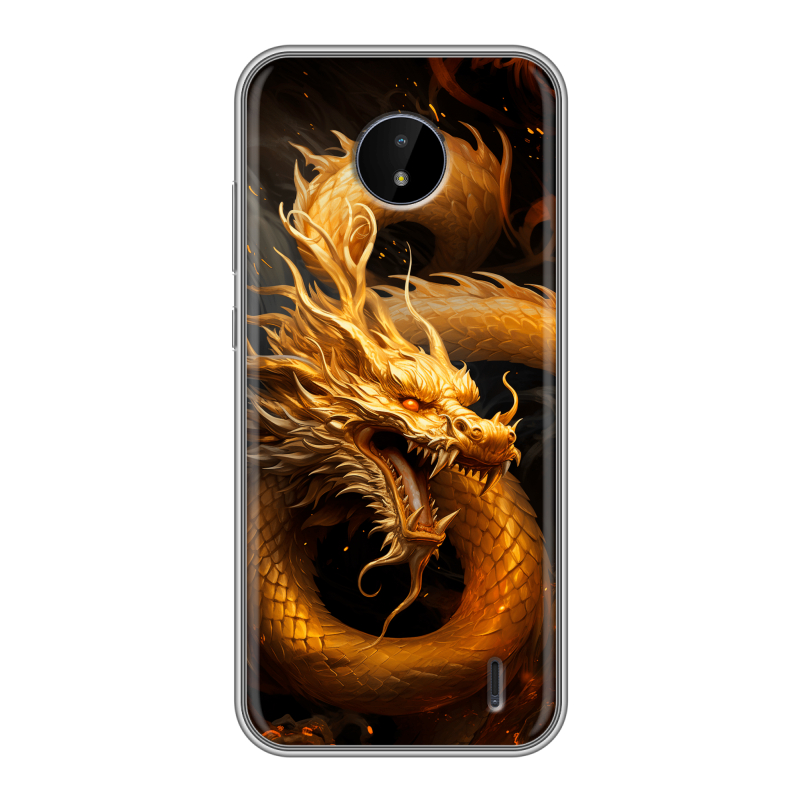 Силиконовый чехол на Nokia C20 с принтом Золотой дракон Силиконовый чехол на Nokia C20 с принтом Золотой дракон