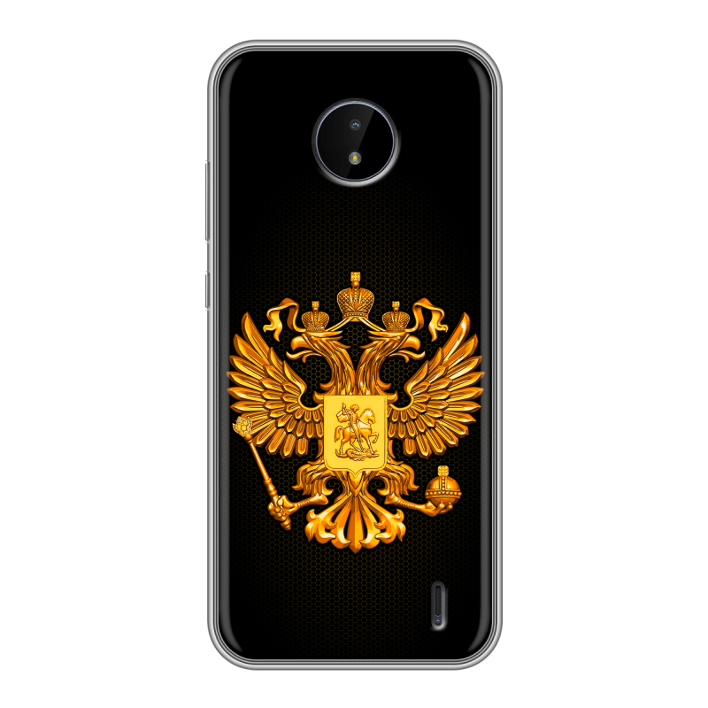 Силиконовый чехол на Nokia C20 с принтом Герб России желтый Силиконовый чехол на Nokia C20 с принтом Герб России желтый