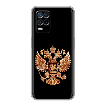 Силиконовый чехол на Realme Narzo 30 5G с принтом Герб России золотой Силиконовый чехол на Realme Narzo 30 5G с принтом Герб России золотой