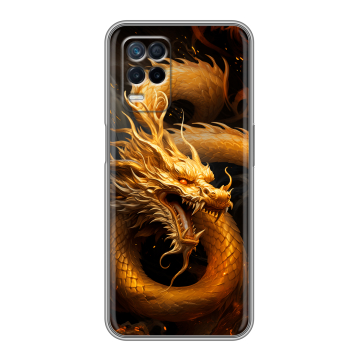 Силиконовый чехол на Realme Narzo 30 5G с принтом Золотой дракон Силиконовый чехол на Realme Narzo 30 5G с принтом Золотой дракон