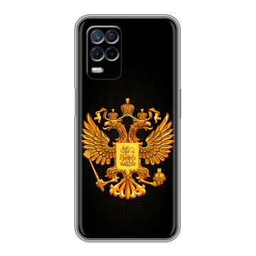 Силиконовый чехол на Realme Narzo 30 5G с принтом Герб России желтый