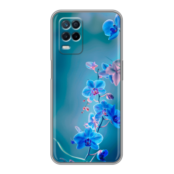Силиконовый чехол на Realme Narzo 30 5G с принтом Голубые цветы