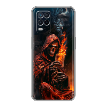 Силиконовый чехол на Realme Narzo 30 5G с принтом Скелет и карты