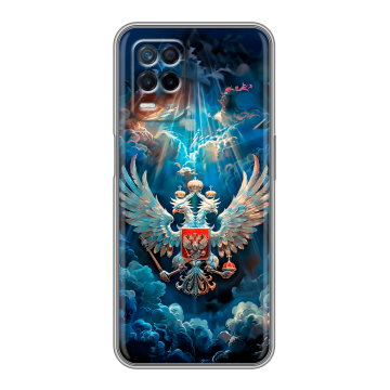 Силиконовый чехол на Realme Narzo 30 5G с принтом Герб флаг России