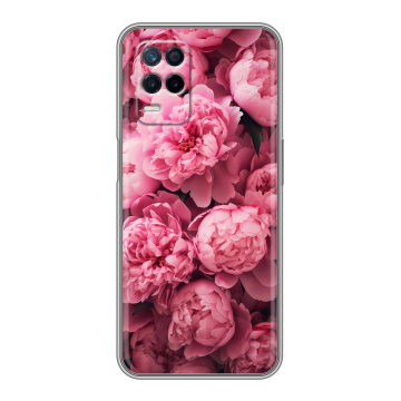 Силиконовый чехол на Realme Narzo 30 5G с принтом цветы пионы Силиконовый чехол на Realme Narzo 30 5G с принтом цветы пионы