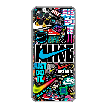 Силиконовый чехол на Realme Narzo 30 5G с принтом найк nike черный Силиконовый чехол на Realme Narzo 30 5G с принтом найк nike черный
