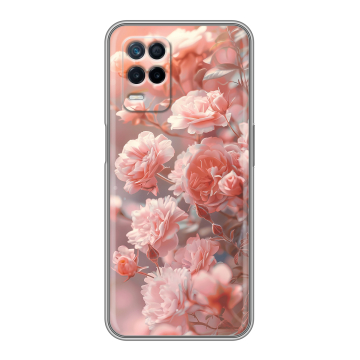 Силиконовый чехол на Realme Narzo 30 5G с принтом Розовые розы Силиконовый чехол на Realme Narzo 30 5G с принтом Розовые розы