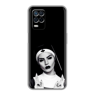 Силиконовый чехол на Realme Narzo 30 5G с принтом монашка Силиконовый чехол на Realme Narzo 30 5G с принтом монашка