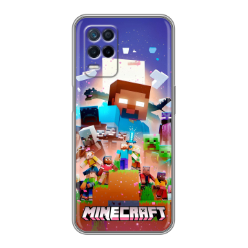 Силиконовый чехол на Realme Narzo 30 5G с принтом Майнкрафт Minecraft Силиконовый чехол на Realme Narzo 30 5G с принтом Майнкрафт Minecraft