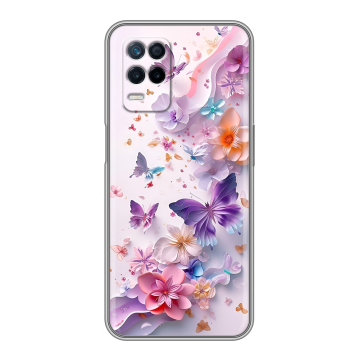 Силиконовый чехол на Realme Narzo 30 5G с принтом цветы бабочки