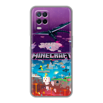 Силиконовый чехол на Realme Narzo 30 5G с принтом Майнкрафт Minecraft Силиконовый чехол на Realme Narzo 30 5G с принтом Майнкрафт Minecraft
