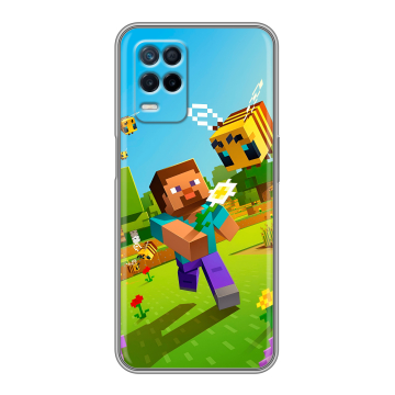 Силиконовый чехол на Realme Narzo 30 5G с принтом Майнкрафт Minecraft