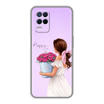 Силиконовый чехол на Realme Narzo 30 5G с принтом женский Силиконовый чехол на Realme Narzo 30 5G с принтом женский