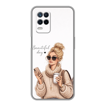 Силиконовый чехол на Realme Narzo 30 5G с принтом женский Силиконовый чехол на Realme Narzo 30 5G с принтом женский