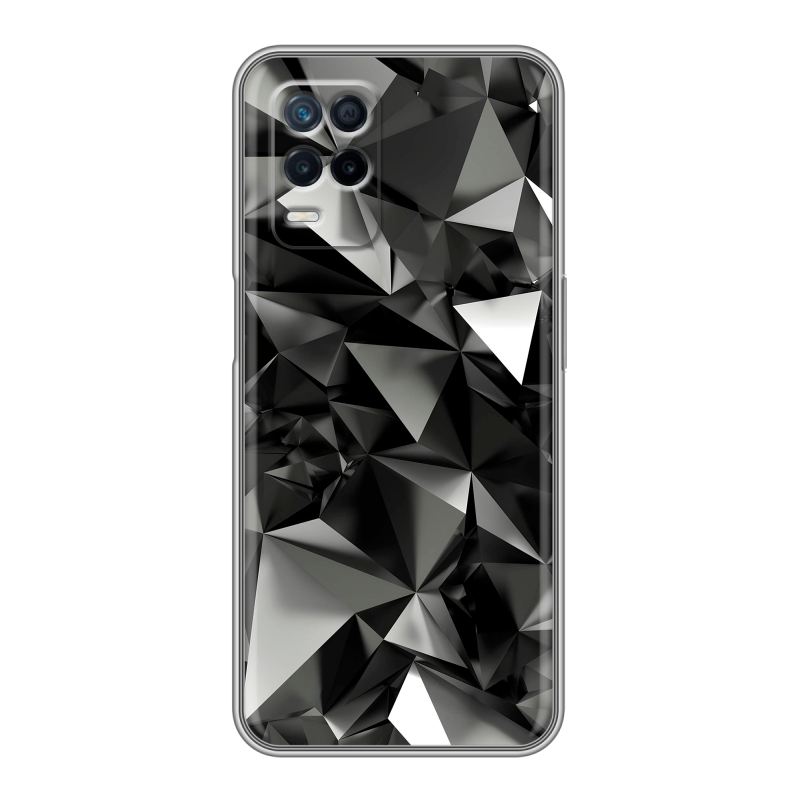 Силиконовый чехол на Realme Narzo 30 5G с принтом Черные кристаллы Силиконовый чехол на Realme Narzo 30 5G с принтом Черные кристаллы