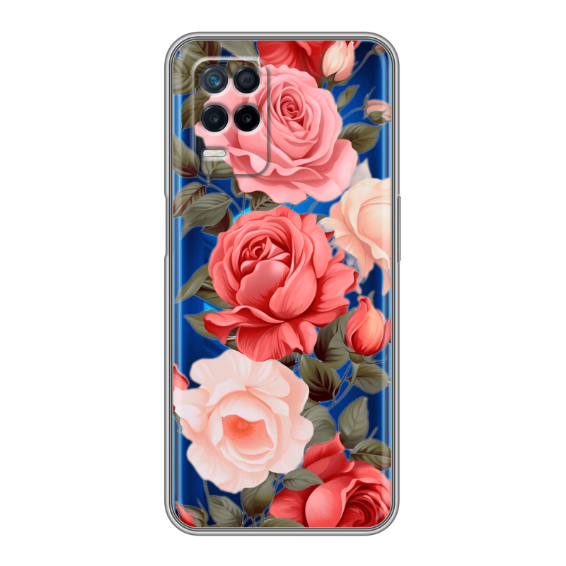 Силиконовый чехол на Realme Narzo 30 5G с принтом Розы Силиконовый чехол на Realme Narzo 30 5G с принтом Розы