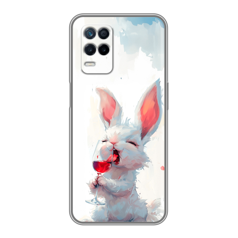 Силиконовый чехол на Realme Narzo 30 5G с принтом кролик зайчик Силиконовый чехол на Realme Narzo 30 5G с принтом кролик зайчик