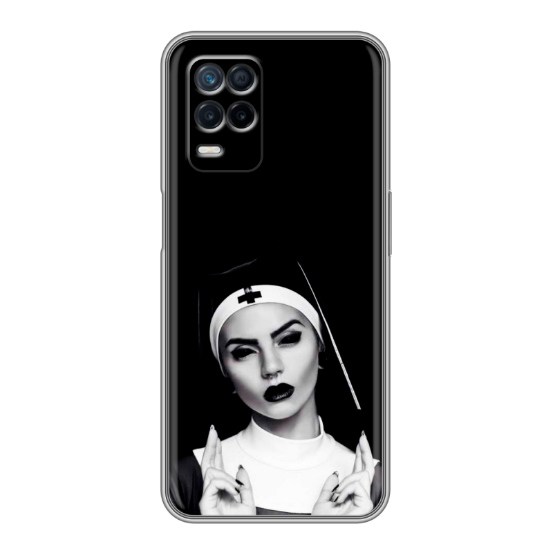 Силиконовый чехол на Realme Narzo 30 5G с принтом монашка Силиконовый чехол на Realme Narzo 30 5G с принтом монашка