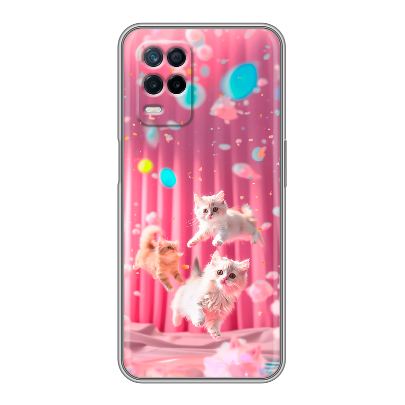 Силиконовый чехол на Realme Narzo 30 5G с принтом милые котики Силиконовый чехол на Realme Narzo 30 5G с принтом милые котики