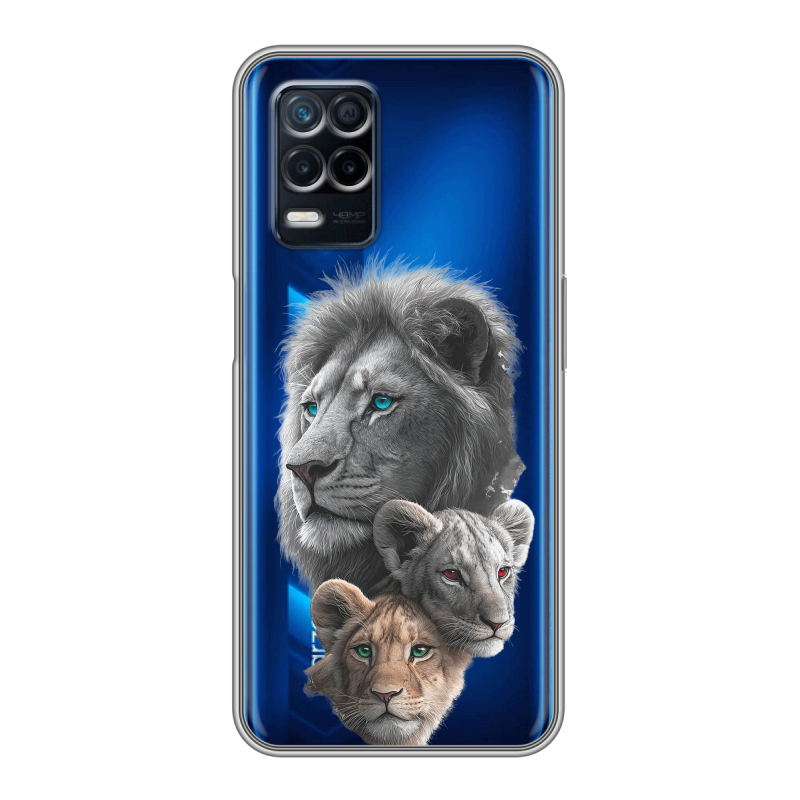 Силиконовый чехол на Realme Narzo 30 5G с принтом Львы Силиконовый чехол на Realme Narzo 30 5G с принтом Львы