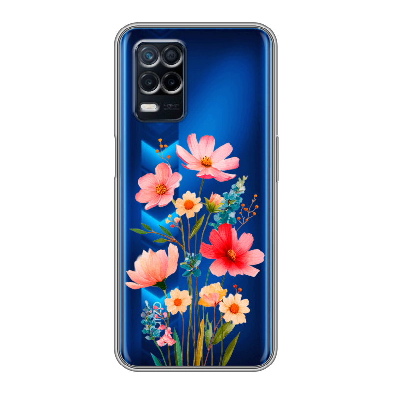 Силиконовый противоударный чехол на Realme Narzo 30 5G с принтом Цветы Силиконовый противоударный чехол на Realme Narzo 30 5G с принтом Цветы