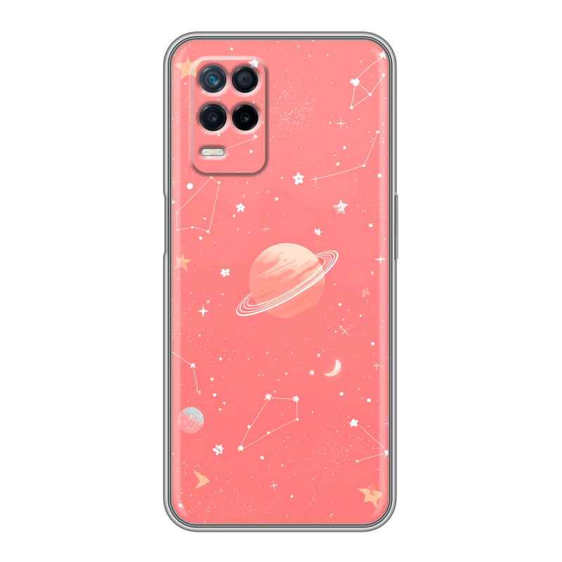 Силиконовый чехол на Realme Narzo 30 5G с принтом Розовый космос Силиконовый чехол на Realme Narzo 30 5G с принтом Розовый космос