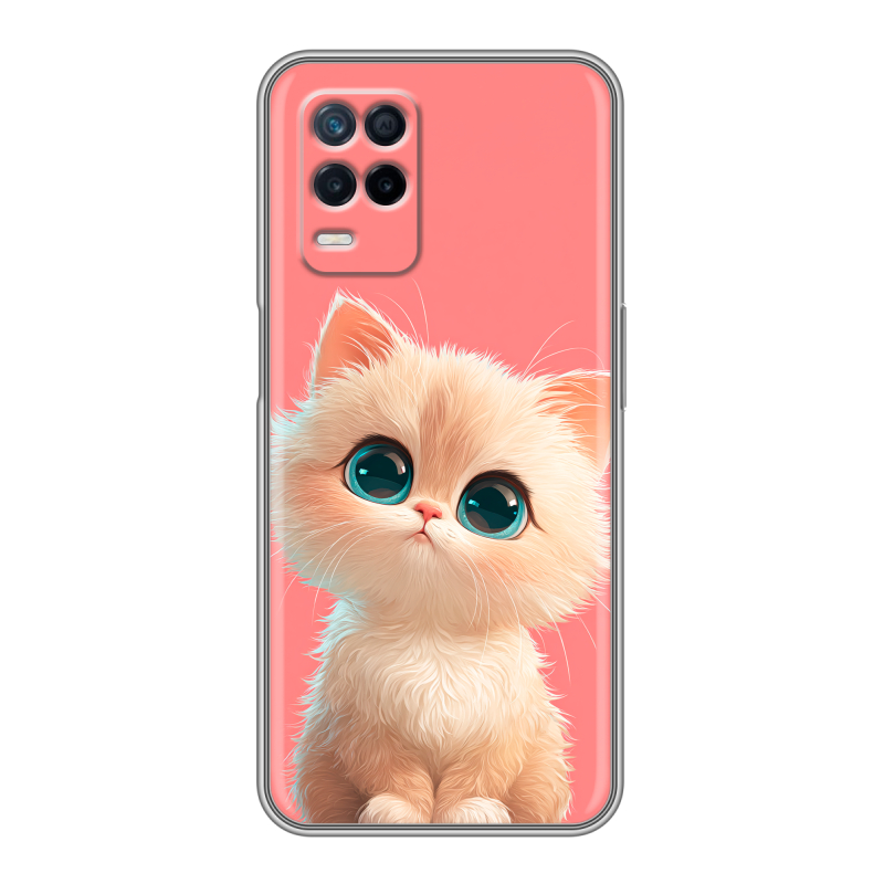 Силиконовый противоударный чехол на Realme Narzo 30 5G с принтом Розовый котенок Силиконовый противоударный чехол на Realme Narzo 30 5G с принтом Розовый котенок