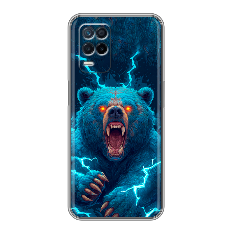 Силиконовый чехол на Realme Narzo 30 5G с принтом Медведь Силиконовый чехол на Realme Narzo 30 5G с принтом Медведь