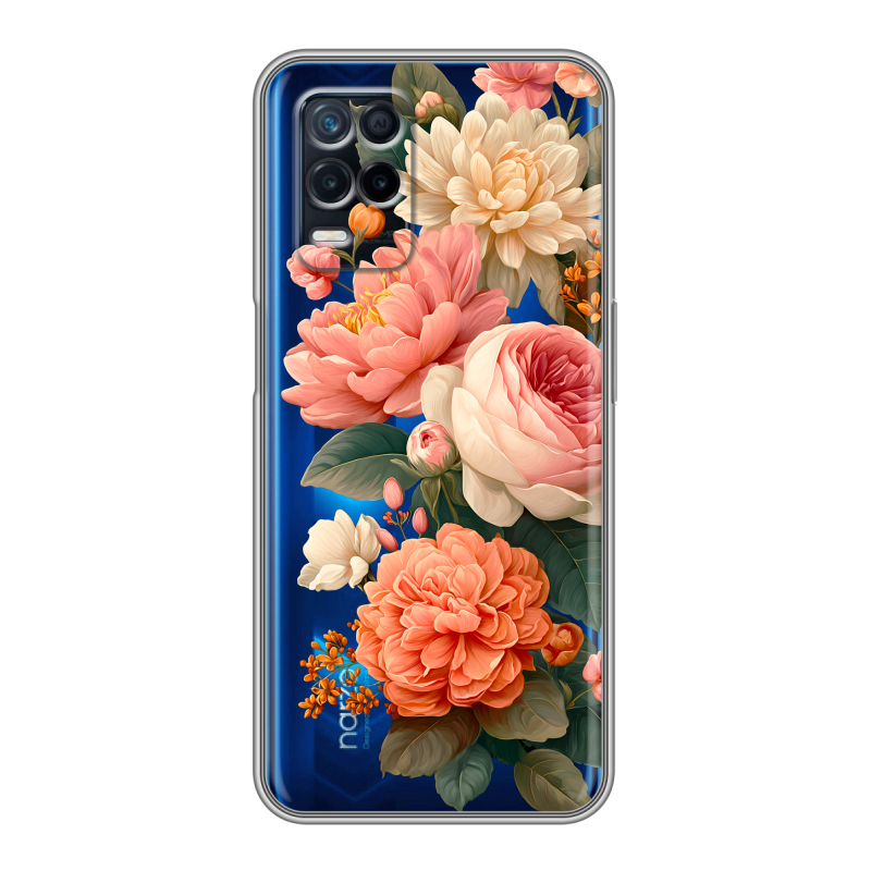 Силиконовый чехол на Realme Narzo 30 5G с принтом цветы Силиконовый чехол на Realme Narzo 30 5G с принтом цветы