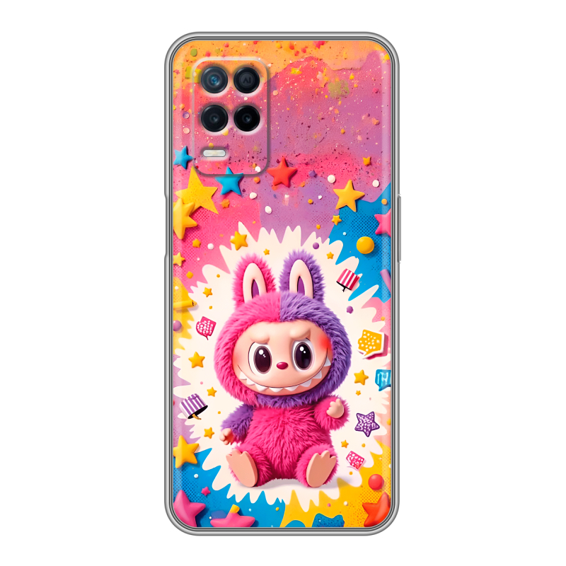 Силиконовый противоударный чехол на Realme Narzo 30 5G с принтом Labubu Лабубу Силиконовый противоударный чехол на Realme Narzo 30 5G с принтом Labubu Лабубу