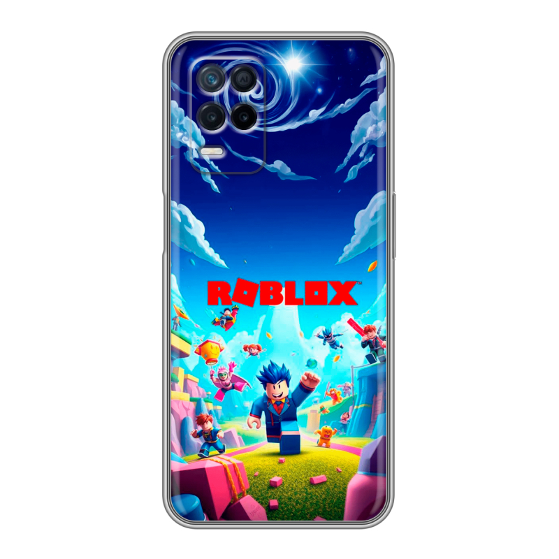 Силиконовый противоударный чехол на Realme Narzo 30 5G с принтом Roblox Роблокс Силиконовый противоударный чехол на Realme Narzo 30 5G с принтом Roblox Роблокс