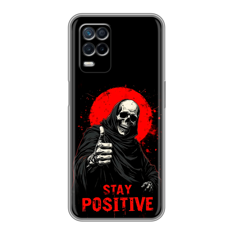 Силиконовый противоударный чехол на Realme Narzo 30 5G с принтом смешной скелет Силиконовый противоударный чехол на Realme Narzo 30 5G с принтом смешной скелет