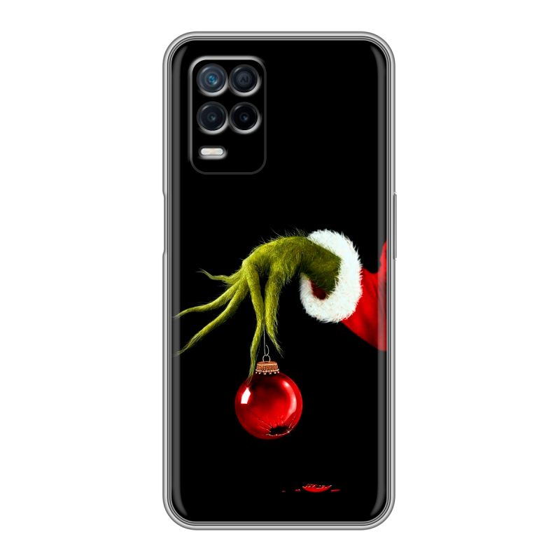 Силиконовый противоударный чехол на Realme Narzo 30 5G с принтом Новый год Гринч Силиконовый противоударный чехол на Realme Narzo 30 5G с принтом Новый год Гринч