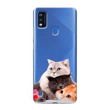 Силиконовый чехол на ZTE Blade A51 с принтом Кошки