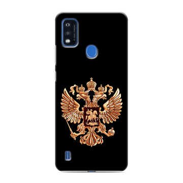 Силиконовый чехол на ZTE Blade A51 с принтом Герб России золотой Силиконовый чехол на ZTE Blade A51 с принтом Герб России золотой