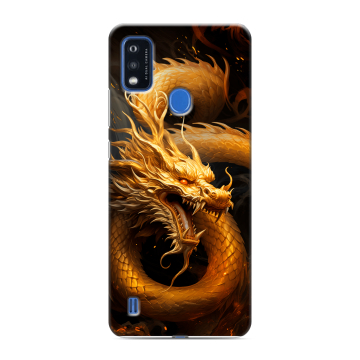 Силиконовый чехол на ZTE Blade A51 с принтом Золотой дракон Силиконовый чехол на ZTE Blade A51 с принтом Золотой дракон