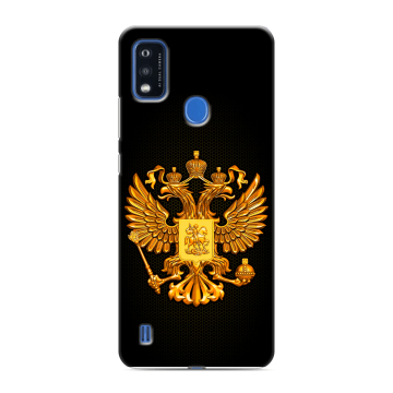 Силиконовый чехол на ZTE Blade A51 с принтом Герб России желтый Силиконовый чехол на ZTE Blade A51 с принтом Герб России желтый