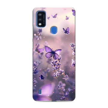 Силиконовый чехол на ZTE Blade A51 с принтом бабочки и лаванда Силиконовый чехол на ZTE Blade A51 с принтом бабочки и лаванда
