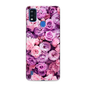 Силиконовый чехол на ZTE Blade A51 с принтом лавандовые розы