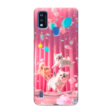 Силиконовый чехол на ZTE Blade A51 с принтом милые котики