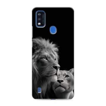 Силиконовый чехол на ZTE Blade A51 с принтом Лев кошки