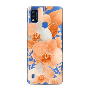 Силиконовый чехол на ZTE Blade A51 с принтом Бежевые цветы
